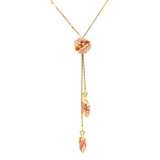 Fancy Bead Laureate Y Necklace Color Enamel Yellow Gold 14k [S007-806]