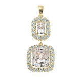 Fancy Estate Design Drop Pendant CZ Yellow Gold 14k [S009-147]