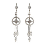 Fancy Circular Design Dangling Earring CZ White Gold 14k [S004-35X]