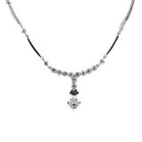 Heart Dangling Necklace CZ 17" White Gold 14k [S004-556]