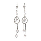 Fancy Pear Shape Dangling Earring CZ White Gold 14k [S004-655]