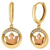 Small Tiara Crown Earring CZ Yellow and Rose Gold 14k [S006-005]