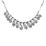 Heart Flower Fancy Necklace CZ 17" White Gold 14k [S006-246]