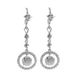 Circular 15 Quinceanera Dangling Earring CZ White Gold 14k [S003-355]