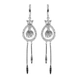 Pear Shape 15 Quinceanera Dangling Earring CZ White Gold 14k [S003-455]