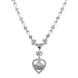 Heart 15 Quinceanera Necklace CZ 17" White Gold 14k [S002-256]