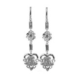 Heart Flower 15 Quinceanera Earring CZ White Gold 14k [S001-455]