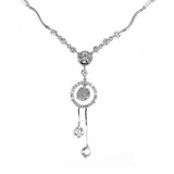 Circular 15 Quinceanera Necklace CZ 16" White Gold 14k [S001-656]