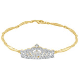 Tiara Crown 15 Quinceanera Bracelet CZ Yellow and White Gold 14k [S002-007]