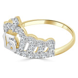 Tiara Crown 15 Quinceanera Ring CZ Yellow and White Gold 14k [S002-009]