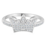Crown Tiara Lady Ring CZ White Gold 14k [S006-858]