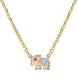 Elephant Necklace CZ 18" Tricolor Gold 14k [S007-002]