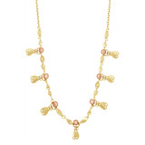 Fancy Twist Charm Necklace 16" Yellow and Rose Gold 14k [S007-106]