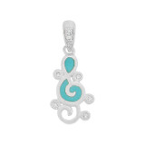 Musical Note Pendant Enamel CZ White Gold 14k [S010-857]