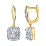 Halo Set Fancy Drop Earring CZ Yellow Gold 14k [S012-002]