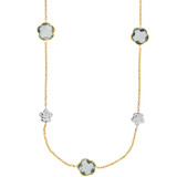 Fancy Charm Necklace CZ 17" Yellow Gold 14k [S014-086]