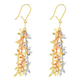 Cluster Strands Drop Earring Tricolor Gold 14k [S016-012]