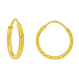 Small Thin Tube Diacut Earring 15mm Diameter Yellow Gold 14k [E086-001]