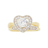 Heart 2 Piece Lady Engagement Ring CZ Yellow Gold 14k [R105-020]