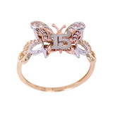 15 Quinceanera Butterfly Ring CZ Tricolor Gold 14k [R125-203]