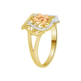 Tiara Crown 15 Quinceanera Filigree Ring Tricolor Gold 14k [R122-017]