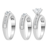 Engagement Trio His Her Matching 3 Piece Rings Set CZ White Gold 14k [R049-055]