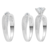 Engagement Trio His Her Matching 3 Piece Rings Set CZ White Gold 14k [R049-052]