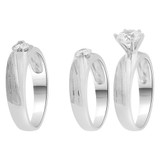 Engagement Trio His Her Matching 3 Piece Rings Set CZ White Gold 14k [R049-051]