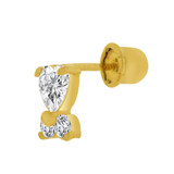 Small Heart Stud Screw Back Earring CZ Yellow Gold 14k [E104-804]