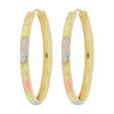 Half Tube Diacut Hoop Earring 31mm Inner Diameter Tricolor Gold 14k [E088-004]