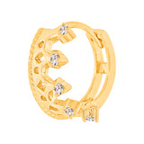 Tiara Crown Design Huggies Earring CZ Yellow Gold 14k [E036-003]