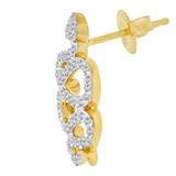 Snake Stud Earring CZ Push Backings Yellow Gold 14k [E002-028]