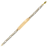 Figaro White Pave Link ID Lady Bracelet Yellow Gold 14k [B032-041]