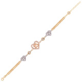 15 Quinceanera Heart Lady Bracelet CZ Tricolor Gold 14k [B017-108]