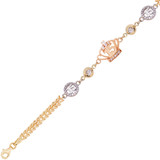 15 Quinceanera Crown Tiara Lady Bracelet CZ Tricolor Gold 14k [B017-106]