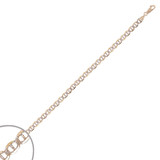 Flat Mariner White Pave Links Chain 120 Gauge 5mm Wide Yellow Gold 14k [C047-460_469]
