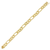 Men Figaro Link Bracelet Safety Clasp 10mm Yellow Gold 14k [B040-002]