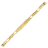 Men Figaro Frame ID Link Bracelet Safety Clasp 9.5mm Yellow Gold 14k [B040-011]