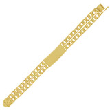 Men 2 Row Frame ID Cuban Link Bracelet Safety Clasp 15mm Yellow Gold 14k [B042-016]