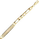 Child Frame ID Textured Figaro Link Bracelet Yellow Gold 14k