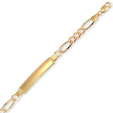 Figaro Pave Link ID 180 7mm Men Bracelet Tricolor Gold 14k [B034-023]