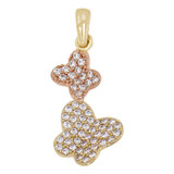 Butterfly Pendant CZ 14k Rose and Yellow Gold [P050-110]