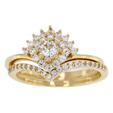 Lady Cluster 2 Piece Engagement Ring CZ 14k Yellow Gold [R099-100]