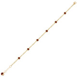 Red Resin Plain Beads Lady Bracelet 14k Yellow Gold [B015-127]