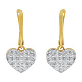 Heart Drop Earring CZ Yellow Gold 14k  [E019-030]