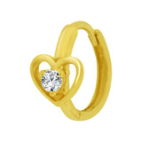 Mini Heart Huggies Earring CZ Yellow Gold 14k  [E027-002]