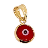 Mini Evil Eye Red Resin Pendant Yellow Gold 14k [P053-127]