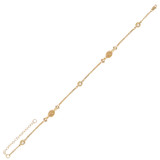 Anklet Beads Charm Design CZ 10"+1" Extension Yellow Gold 14k [A004-101]