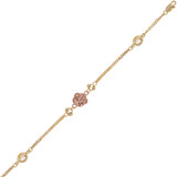 Anklet Beads Charm Design CZ 10"+1" Extension Tricolor Gold 14k [A004-102]