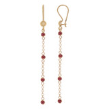 Red Resin Beads Dangling Drop Earring Yellow Gold 14k [E033-042]